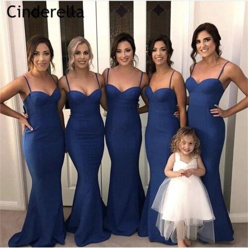 Mermaid Bridesmaid Dresses With Zipper Back Hot Sweetheart Spaghetti Straps Floor Length Side slit Wedding Party Dresses
