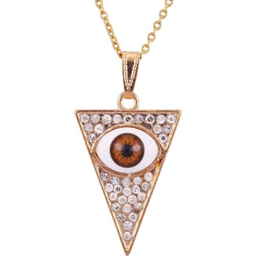 Triangle Gold Tone Lucky Evil Eye Pendant Glass Rhinestone Charms For Jewelry Making Diy Necklace Accessories