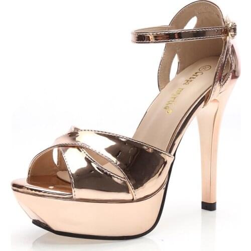 Women Buckle Sandals Female Summer 2020 New Open Toe Champagne Color Sexy Fish Mouth High Heels Pumps