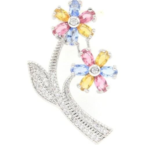 68x55mm Multi Color 21.6g Big Size 81pcs Gemstone Created Garnet Citrine Violet Tanzanite Dating Silver Pendant Eye Catching