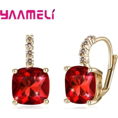 Romantic Style Colorful Cubic Zircons Ear Buckle Square CZ Earrings For Female Girl Women Mothers Day Gift Big Sale