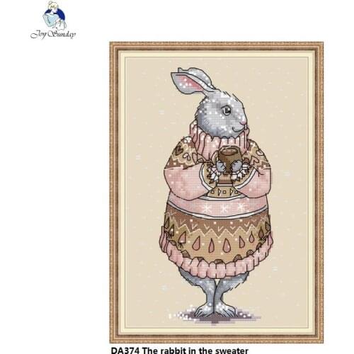 The Rabbit in the Sweater Chinese Cross Stitch kits DMC 14CT 11CT Cotton Fabric Hotel Home Decor Painting Factory Wholesale