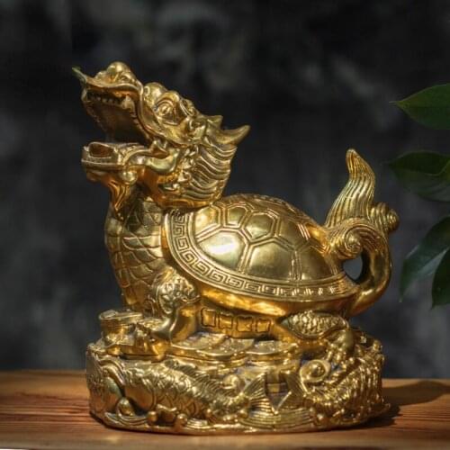 Thailand Pure Copper Crafts Gossip Dragon Turtle Decoration Modern Minimalist Copper Decorations Living Room Desktop Furnishings