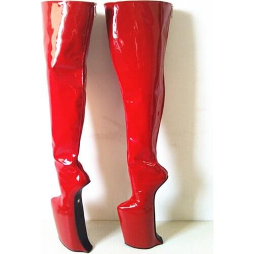 11.81in Heel Height Sexy Genuine Leather Pointed Toe Hoof Heels Platform Over-the Knee Boots US size 5-13 No.WG27