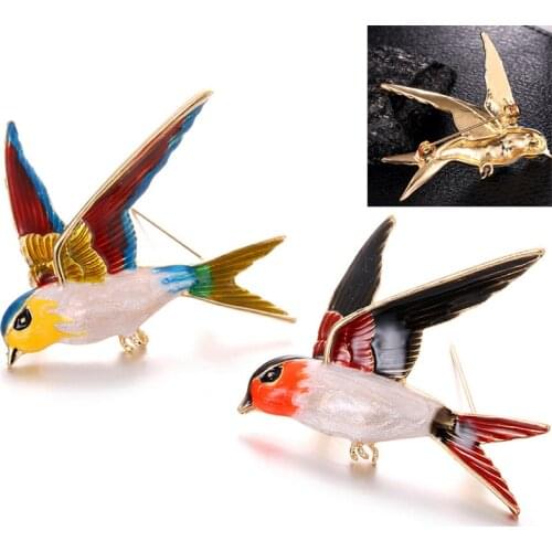 Swallow Bird Shape Colorful Enamel Brooches Animal Pin For Women Kids Scarf Suit Lapel Pins Pendant Jewelry