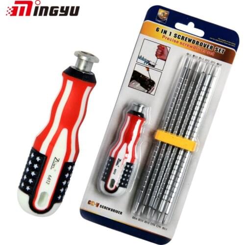 1 Set 6-in-1 replaceable telescopic screwdriver set tool hardware tool replaceable telescopic screwdriver