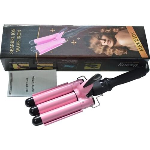 1Pc Three-stick Hair Curler LCD Temperature Control Water Ripple Hair Curling Iron Hair Curler Women Hair Styling Tool EU/US/UK