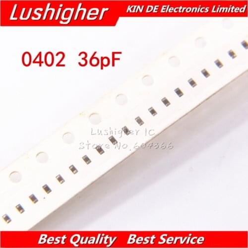 100pcs 0402 36pf 50V X7R 10% SMD Ceramic Capacitor MLCC