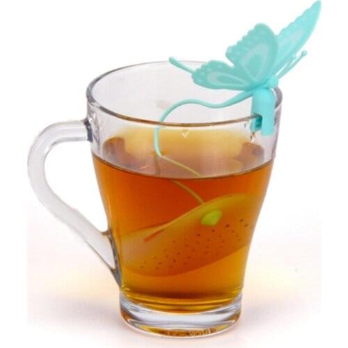 100pcs/lot Creative silicone tea infuser butterfly tea drain gift tea filter custom kitchen gadget