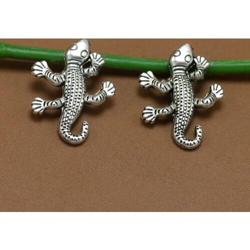 20PCS/LOT Retro Silver Animal Lizard Gecko Alloy Pendant Vntage Jewelry Metal Craft MX 006