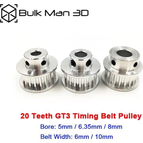 5pcs/Lot GT3 Timing Belt Pulley 20 teeth Alumium Material Inner Diameter 5mm/6.35mm/8mm for 6mm width belt, 3d printer cnc parts