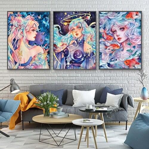 5D DIY Diamond Painting Cartoon Girl Portrait Full Square/Round Diamond Embroidered Mosaic Home Decoration New Products