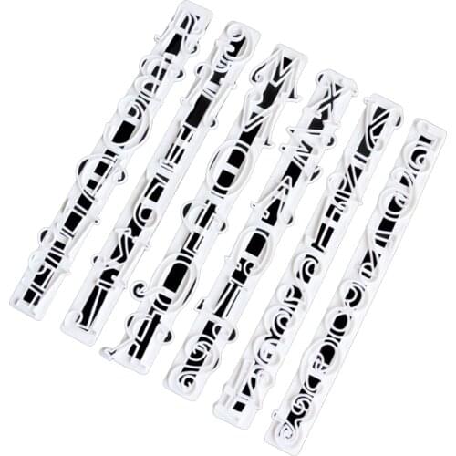 6pcs Alphanumeric Cookie Cutter Plastic Biscuit Knife Baking Fruit Cake Kitchen Tools Mold Embossing Printing