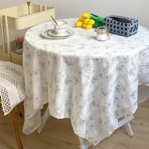 90*90cm Idyllic Fresh Lace Floral Tablecloth Printed Placemat Coffee Table Cloth Cover Cloth Table Mat Shooting Background Cloth