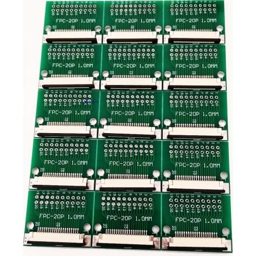 Free shipping 10pc FFC FPC 20PIN transfer board with connector FFC to DIP 2.54 adapter board 1mm 0.5mm pitch pcb double sided