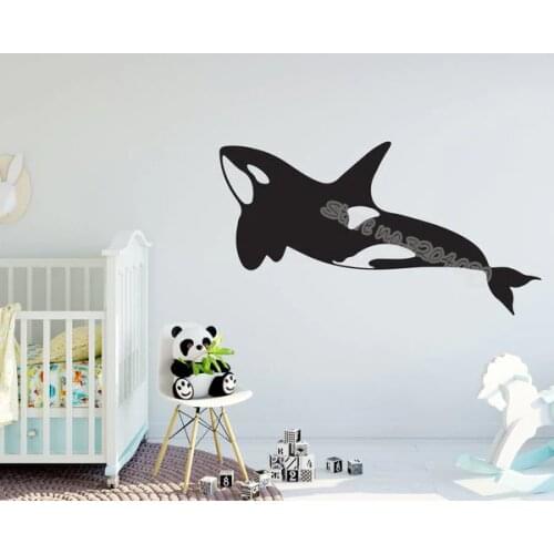 Large Whale Island Wall Sticker Orca Sea Creatures Beach Decor Decal Cute Dolphin Nursery child baby Bathroom Poster mural EB532