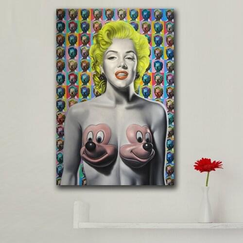 Large size Printing Ron English Marilyn sexy beautful wall art canvas print pictures for living room and bedroom No Frame