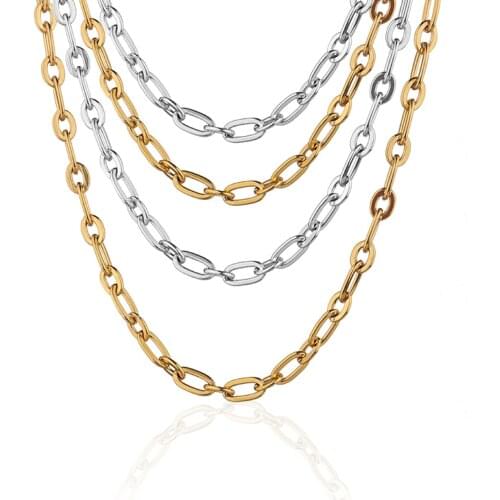 1pc/lot 40-50cm Stainless Steel Paper Clip Chains Craft Chain With Lobster Clasp Cross Necklace For Women Men DIY Jewelry Making