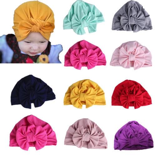 Newborn Baby Turban Head Wrap Kids Boy Girls India Beanie Hat Soft Cap Kid Baby Gifts Solid Bow Knot Wrap Hats Photography Props