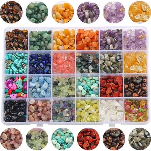 DIY Earrings Kit Natural Stone Chips Beads Charms Lobster Clasp Jump Rings Earring Hook For Jewelry Making DIY Bracelet Set