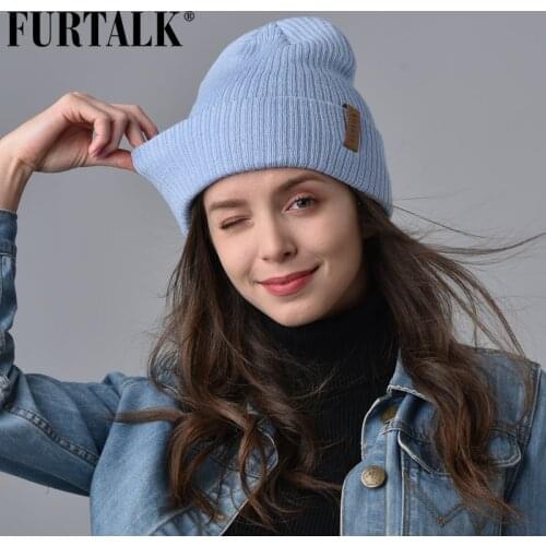 FURTALK Wool Beanie Hat for Women Winter Spring Knitted bonnet Hats for Women Stocking Cap Female Girls Skullies Beanies