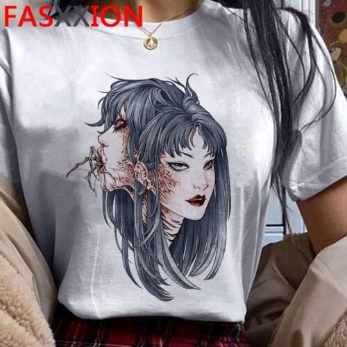 Junji Ito clothes t shirt male white t shirt streetwear ulzzang couple tumblr top tees streetwear