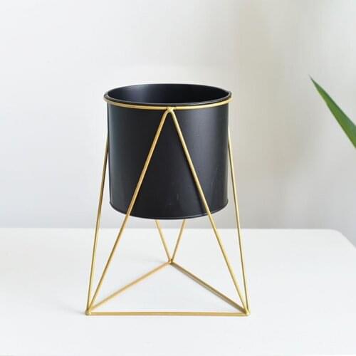 Nordic Style Geometric Metal Iron Flower Pot Succulent Plant Display Holder Ornaments Desktop Home Office Garden Decor