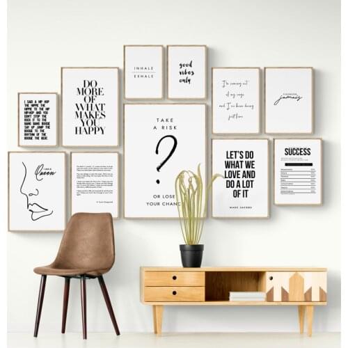 Canvas Painting Quotes Letters Kitchen Posters and Prints Ofiice Black and White Wall Art Pictures for Living Room Decoration