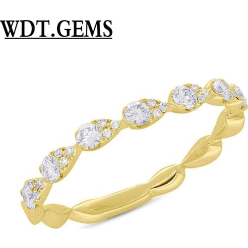 0.36 Ct 10K Rose Gold Natural Round Diamond Tear Drop Pear Shape Band Ring