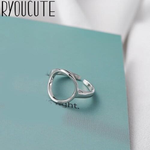 Korean Romantic Silver Color Circle Rings for Women Men Jewelry Punk Vintage Finger Rings