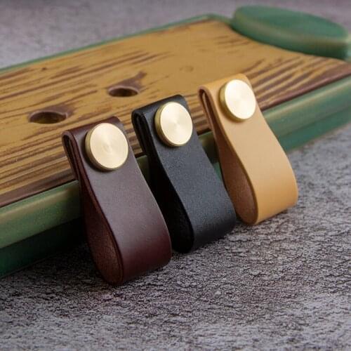 3 colors leather Cabinet Handle Soft Leather Dresser Drawer Door Knobs Pull Furniture Dresser Knobs Furniture Knob Kitchen Knob