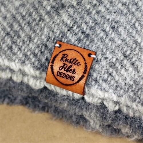 Center fold leather labels, crochet labels, folding labels, leather tags, branding logo labels, personalized labels II