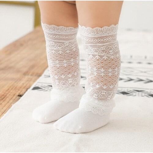 Newborn Baby Girls Lace Knee High Socks Sweet Lace Sockings Infants Toddlers Non Slip Long Socks Summer Cute Lovely Sock New