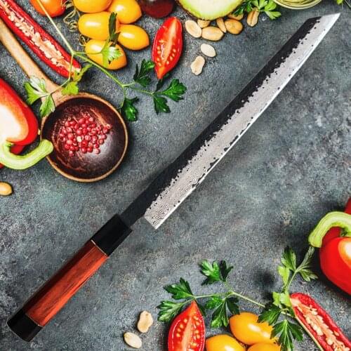67 Layers Damascus Steel Kitchen 11" Yanagiba Chef Knife with Ebony Wood Handle Professional Sushi Knife Slicing Cooking Tools