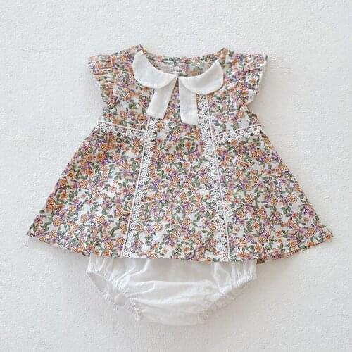 Summer Toddler Baby Girls Clothing Suit Cotton Flying Sleeve Printing T-shirt+PP Shorts Newborn Baby Girls Clothes Set
