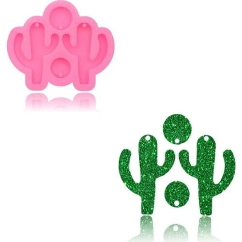 2021 New Cactus Keychain Epoxy Resin Mold Earrings Pendant Casting Silicone Mould DIY Crafts Jewelry Casting Tools 2020 trend