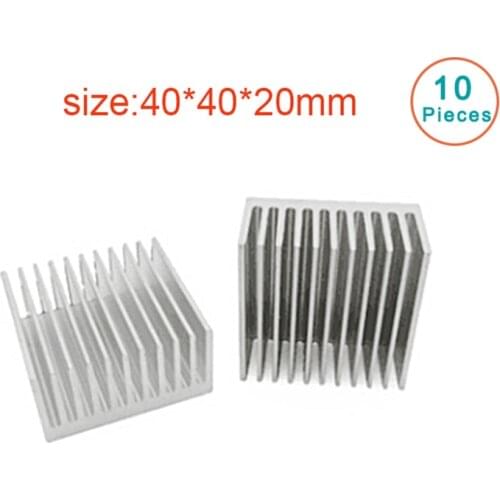 New 10pcs Silver 40x40x20mm Aluminum Heat Sink Radiator Heatsink for CPU,GPU, Electronic Chipset heat dissipation