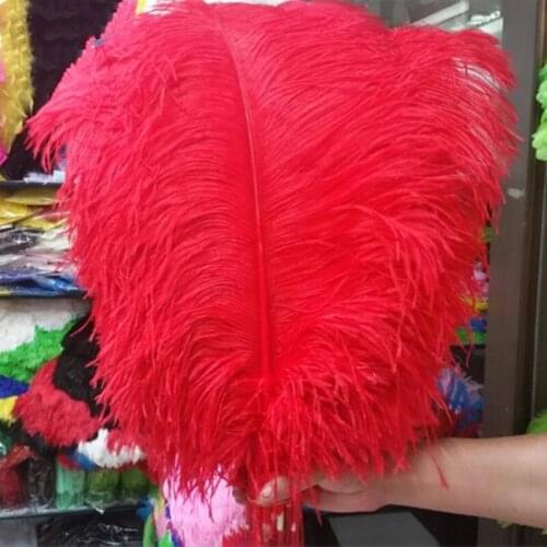 Wholesale! Natural 100pcs 28-30inch/70-75cm High Quality Red ostrich feathers Wedding Birthday Christmas Decorations