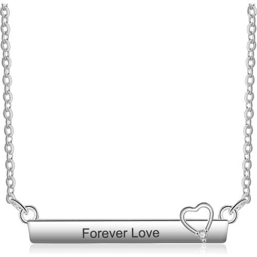 Personalized Necklaces Plated Bar with Hollow Heart Pendant Necklace Simple Promised Jewelry Fashion Custom Necklace for Women