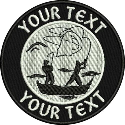 Custom Go Fishing Embroidered Name Tags Patch Iron on Backing Hook Backing