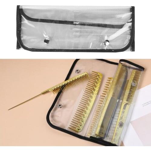 Transparent Classic Scissor Holder Pouch Trimming Shear Tools Comb Bag Carrying Case Organiser6 Pockets Folding