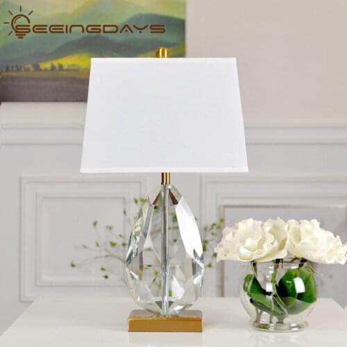 American Light Luxury Melon Seeds Crystal Table Lamp Post-Modern Minimalist Bedroom Bedside Lamp Model Room