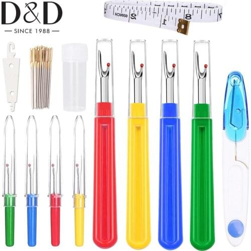 Sewing Seam Rippers and Sewing Thread Removers Kit with 30pcs Large Eye Stitching Needles Scissor Tape Measure Sewing Tools