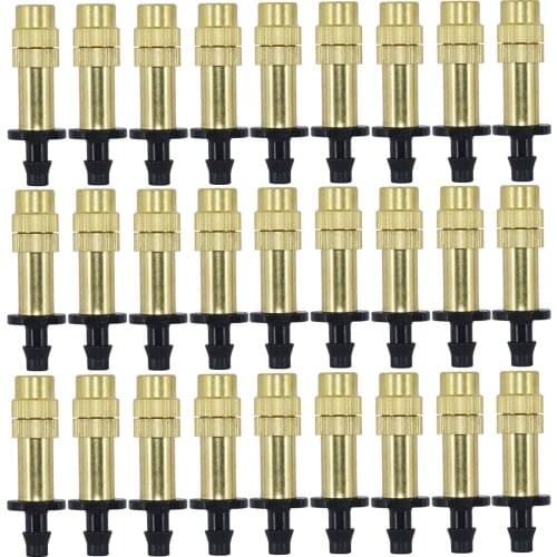 SPRYCLE 15/50/100/200PCS 1/4'' Garden Copper Misting Nozzle Barb Connector Adjustable Brass Spray Atomizer Watering Greenhouse