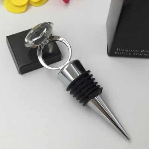 Wedding Favors Gifts Crystal Diamond Ring Wine Bottle Stopper For Birthday Bridal Baby Shower Wedding Party