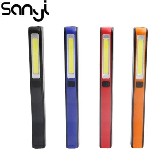 SANYI 1*COB LED+1*LED Pen Light Clip-On Pocket Torch Light Inspection Working Flashlight With Magnetic for Camping Portable Lamp