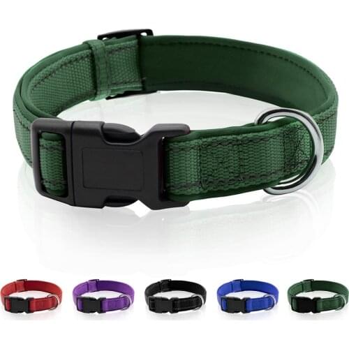 Reflective puppy Large Dog Collar Nylon big Dog Collars soft Diving cloth pet Neck Collar Metal D ring for small Medium big Dogs