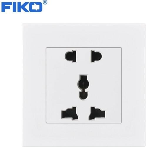 FIKO white PC panel 13A Universal 5 hole multi-function socket family hotel UK Power Socket, wall socket 86mm*86mm