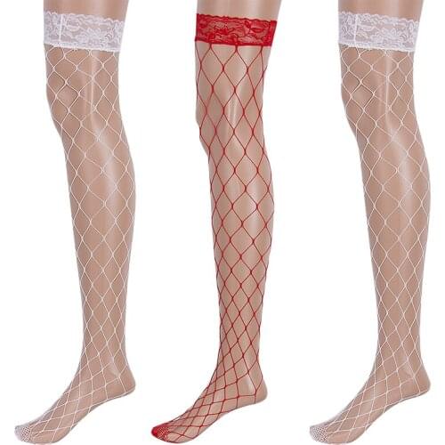 Women Sexy Stockings Female Fishnet Thigh High Socks Over Knee Socks Femal Fish Net Mesh Stockings Rhinestone Hosiery Meias