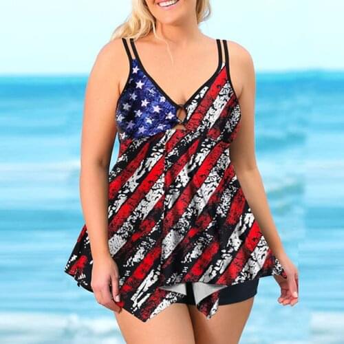 Women Halter Print Push Up Swimdress Two Pieces Set Swimsuit Beach Bathing Suit Plus Size Tummy Control Swimwear With Shorts